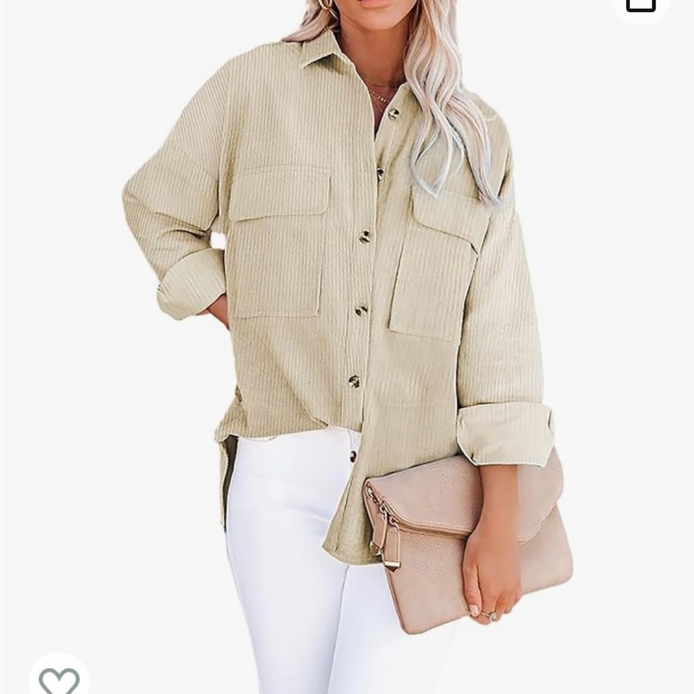 Amazon Shewin Corduroy Cream Shacket